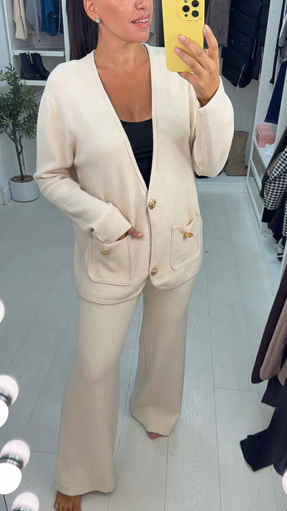 Henrietta Plain Tie Waist Cardigan Loungewear Set