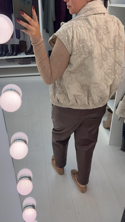 Ramina Embellished Paisley Print Lightweight Gilet