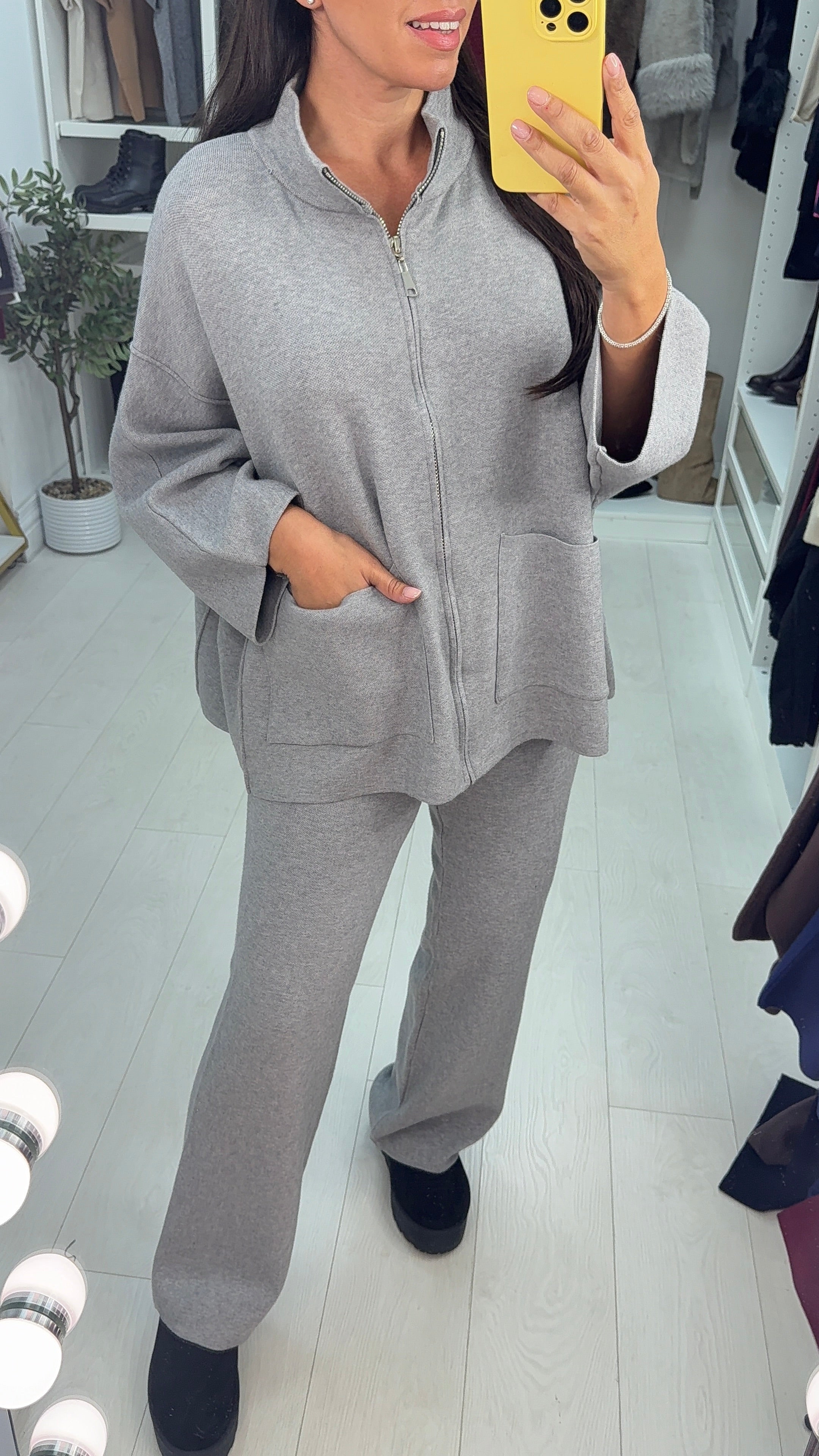 Tinslee Plain Loose Fit Knitted Co-Ord Set