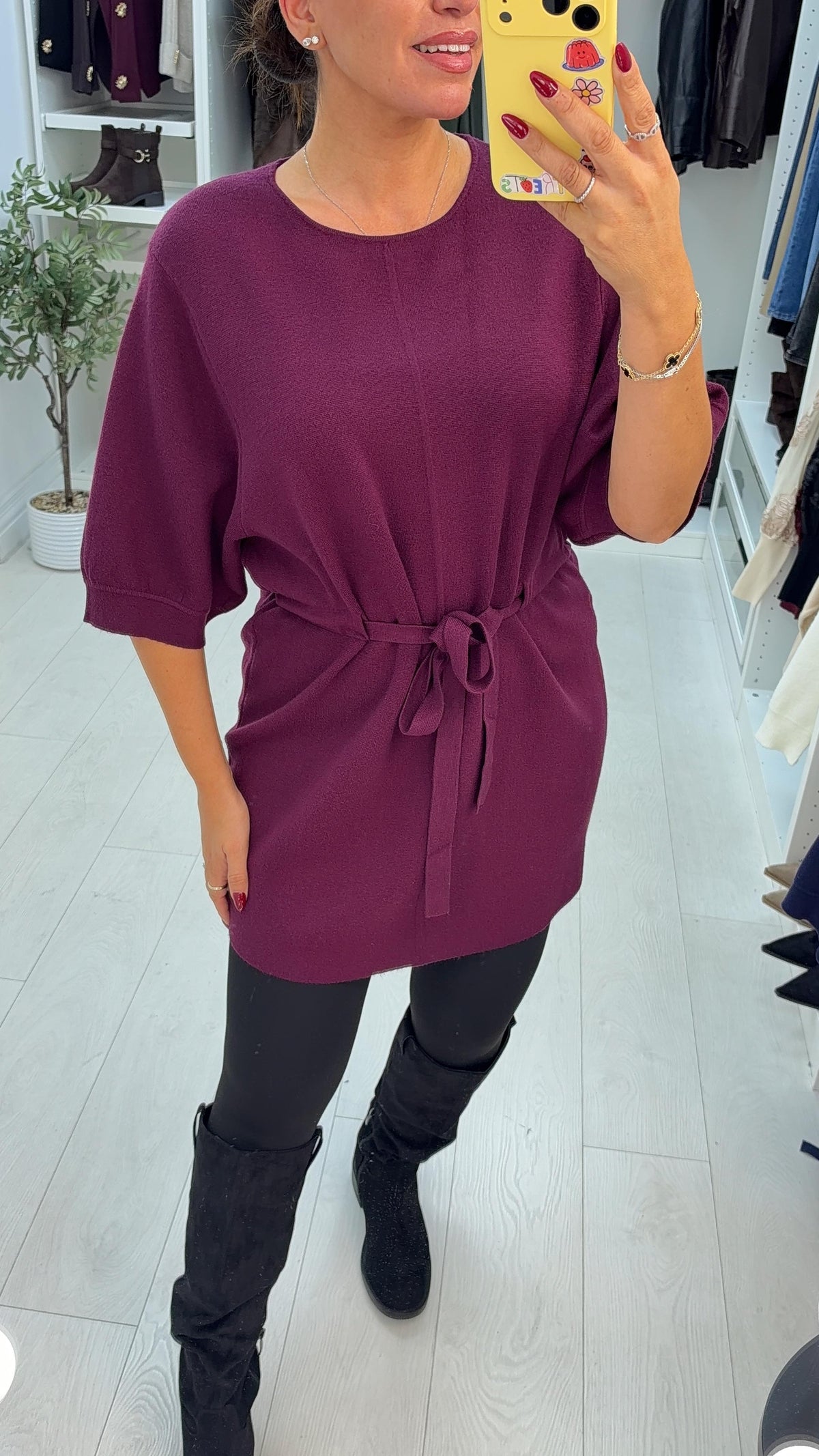 Abbie Plain Drawstring Waist Jumper Dress