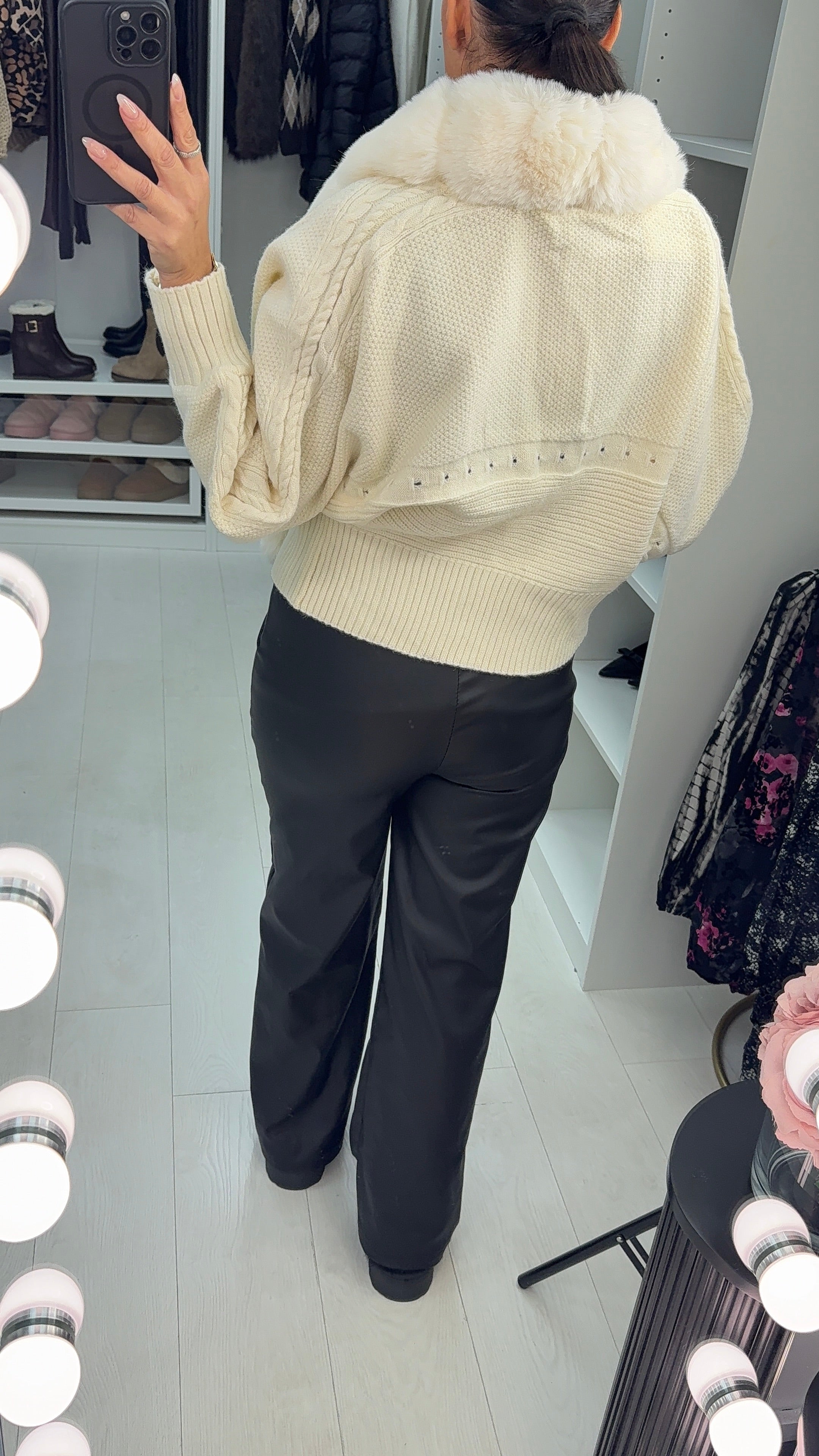 Elisa Faux Fur Open Front Cardigan