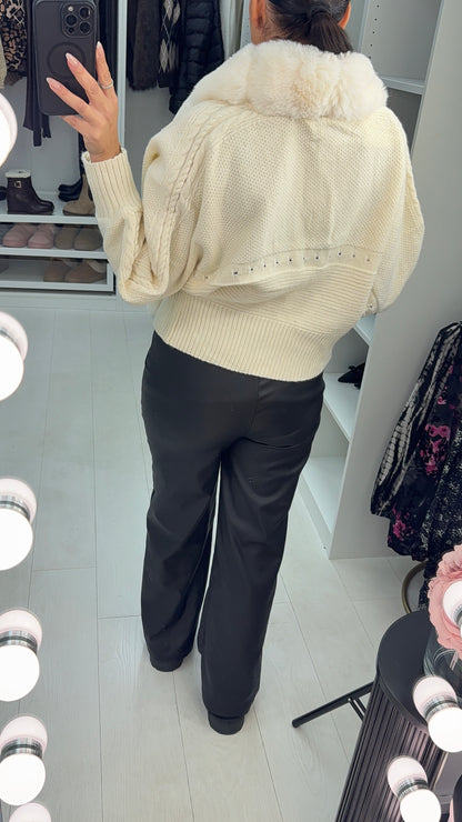 Elisa Faux Fur Open Front Cardigan