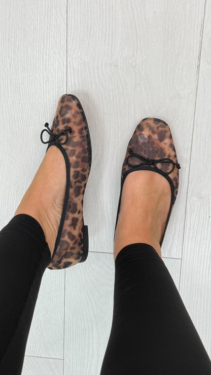 Susey Bow Detailed Mesh Ballet Flats