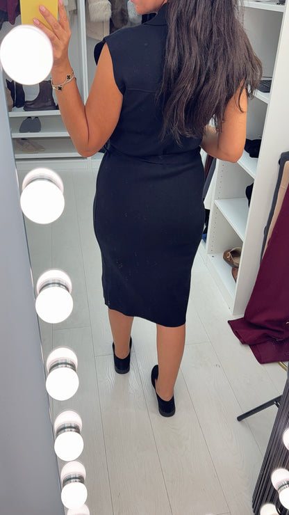 Savonne Button Detail Sleeveless Knit Dress