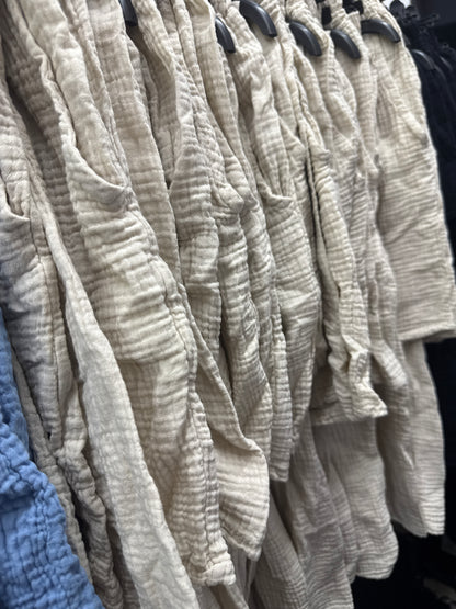 Quincy Plain Cheesecloth Shorts Co-Ord Set