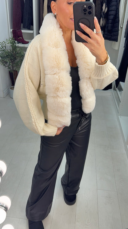 Elisa Faux Fur Open Front Cardigan