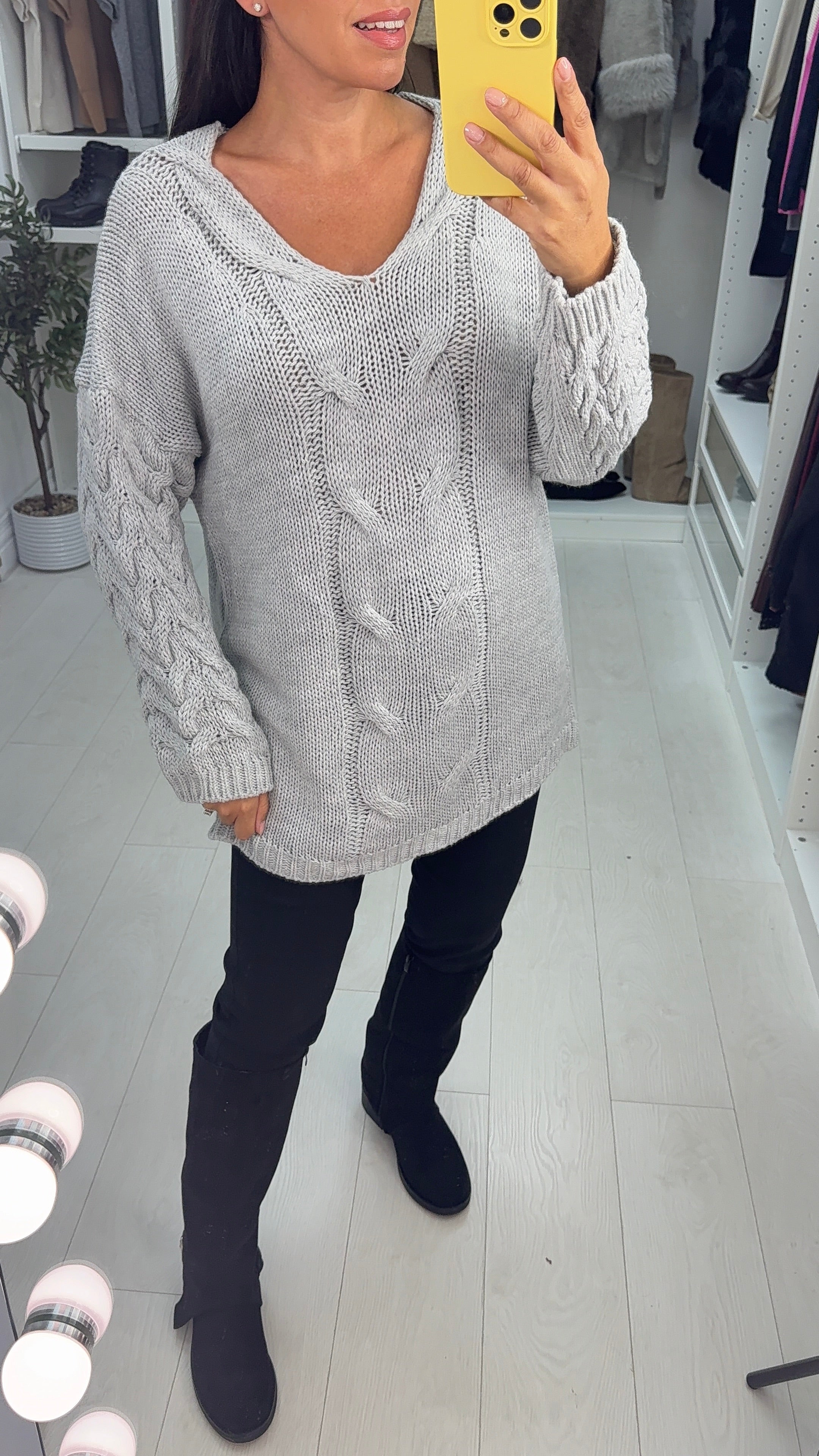 Luciana Plain Chunky Cable Knit Jumper