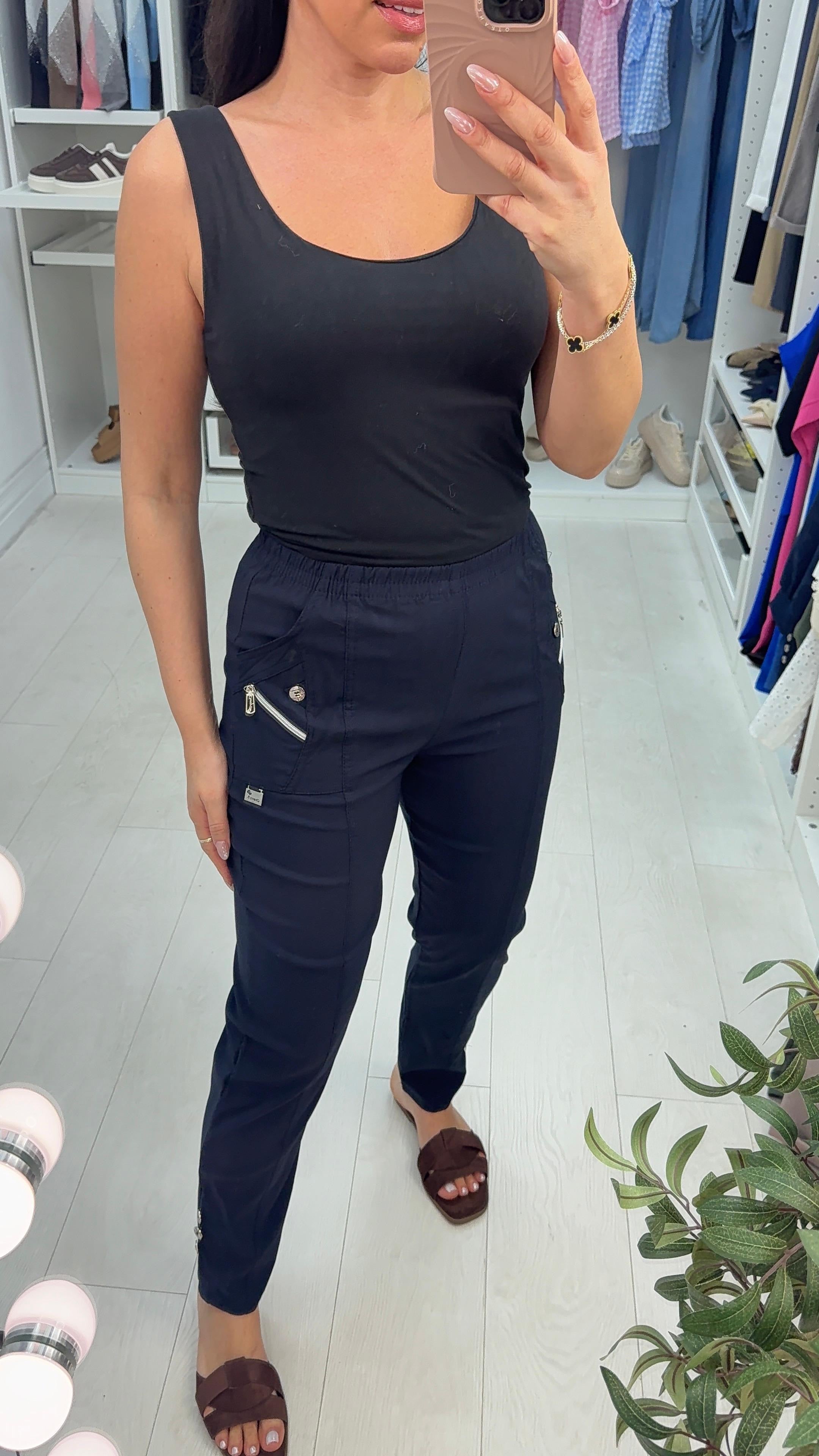 Nela Plain Button Detail Magic Trousers