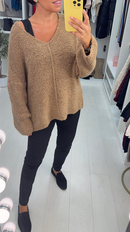 Katie Boucle Super Soft V Neck Jumper