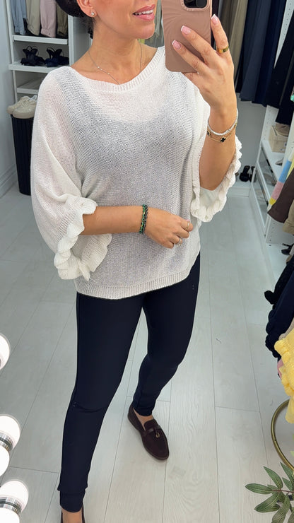 Synthia Frill Sleeve Thin Knit Jumper