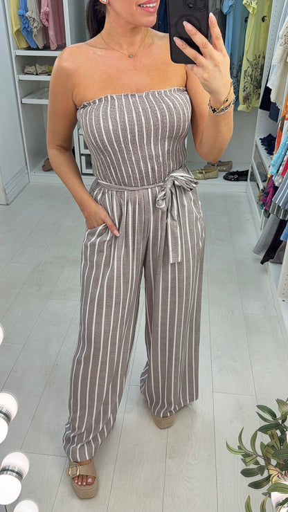 Teagan Striped Elasticated Bust Wide Leg Jumpsuit