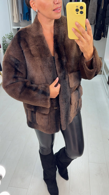 Florentina V Neck Faux Fur Jacket