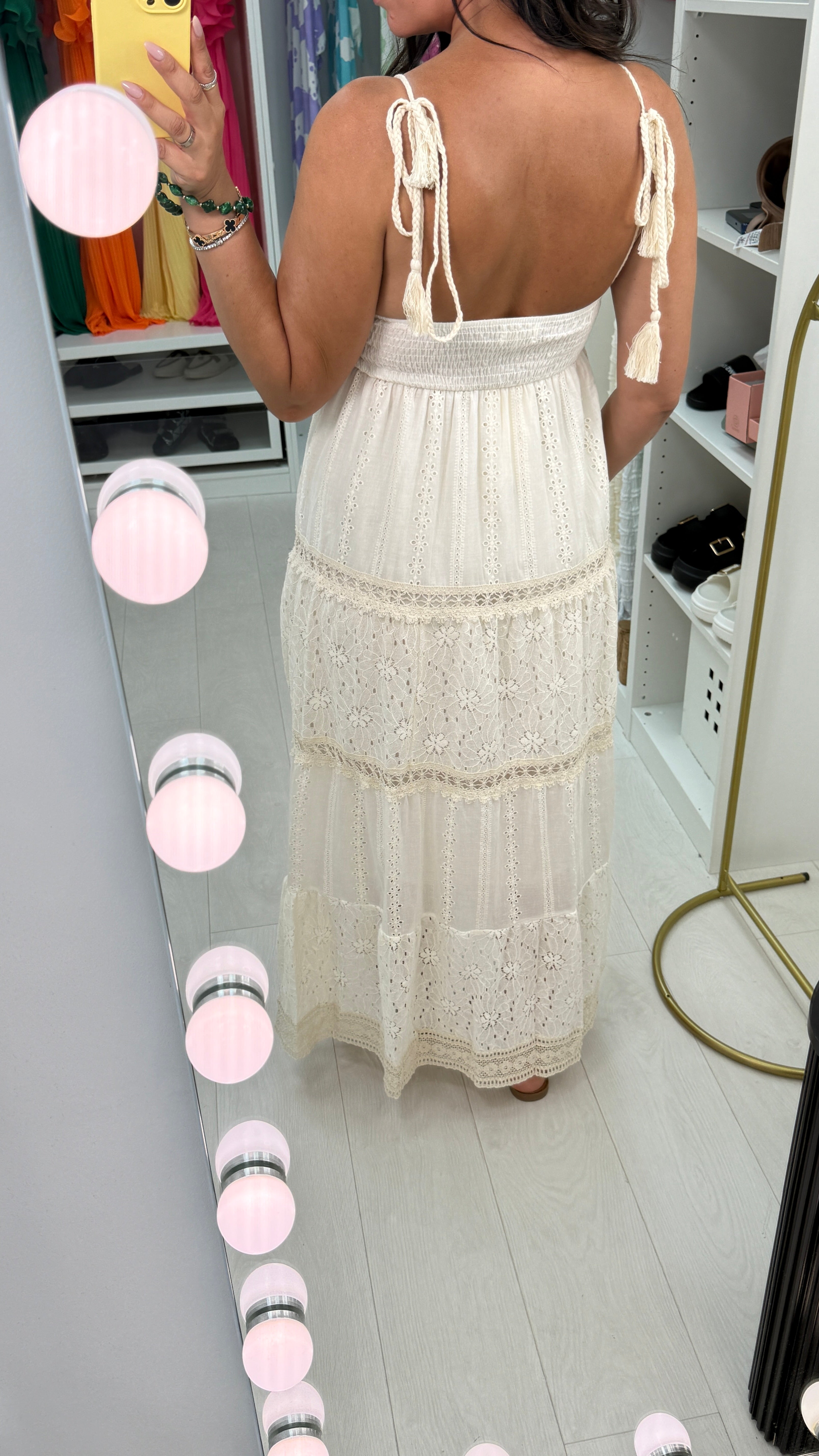 Orabella Crochet Bust Broiderie Maxi Dress