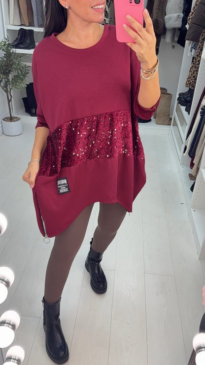 Romina Sequin Panel Detail Loose Fit Sweatshirt