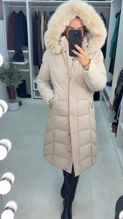 Issie Faux Fur Hooded Longline Padded Coat