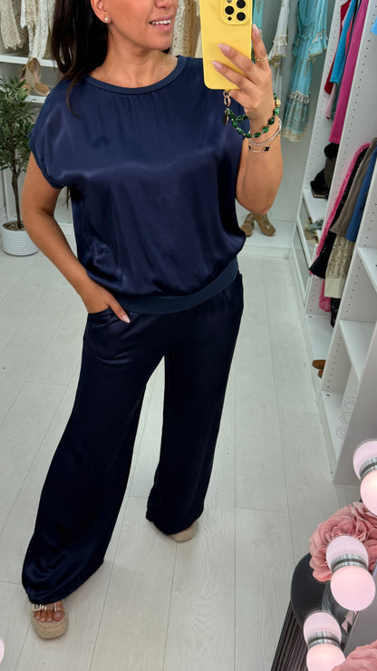 Samoa Plain Round Neck Satin Top