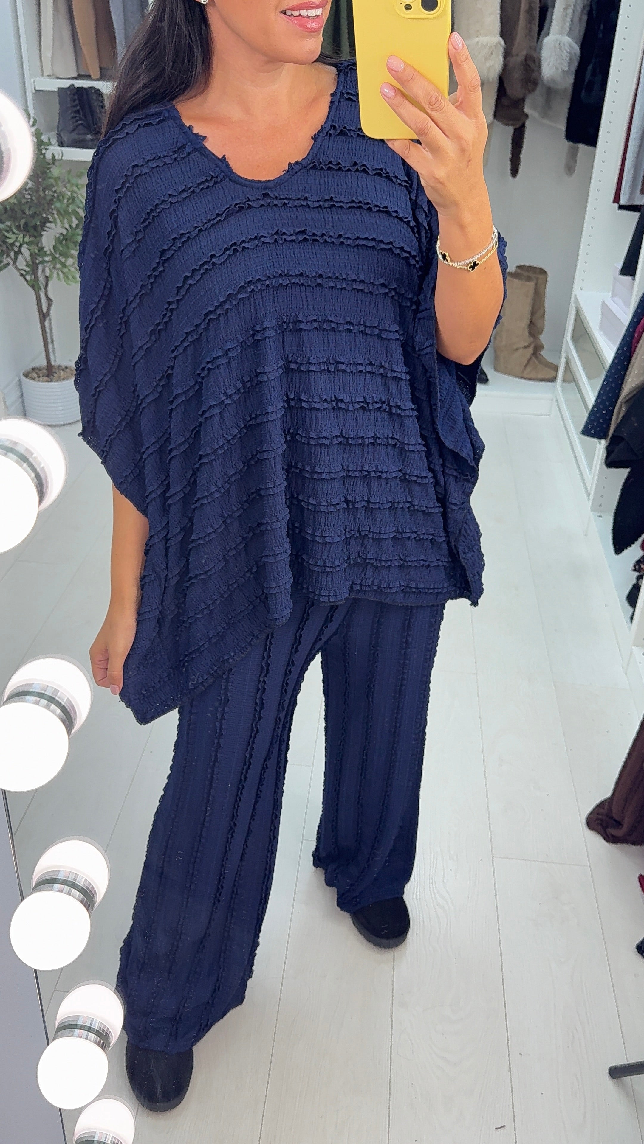 Andrea Plain Textured Loose Fit Co-Ord Set