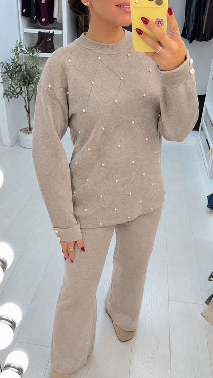 Ottie Plain Diamante Embellished Loungewear Set