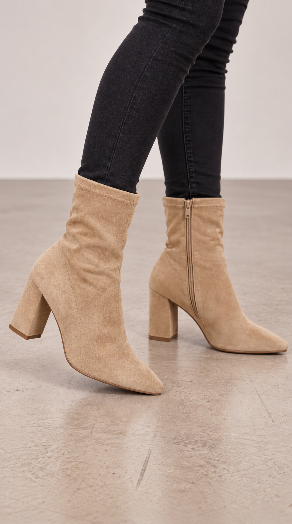 Rochella Faux Suede Heeled Boots
