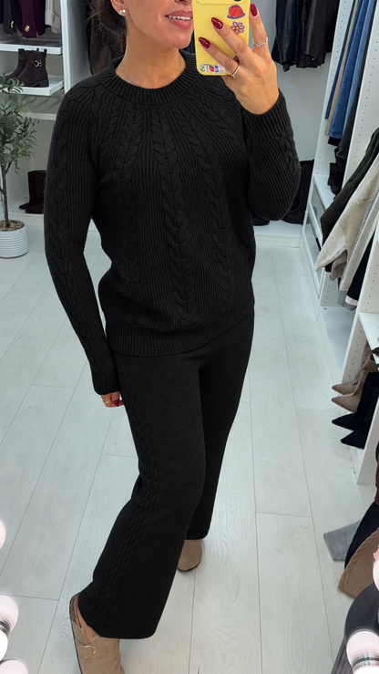 Cameron Plain Cable Knit Loungewear Set