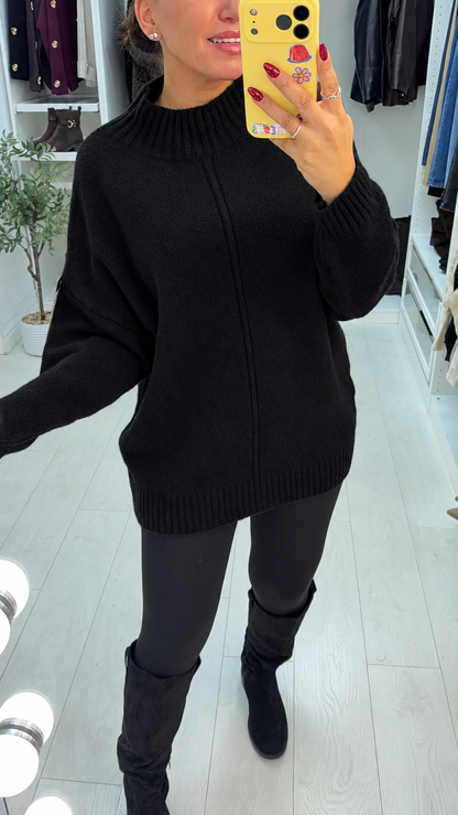 Sadia Plain High Neck Longline Jumper