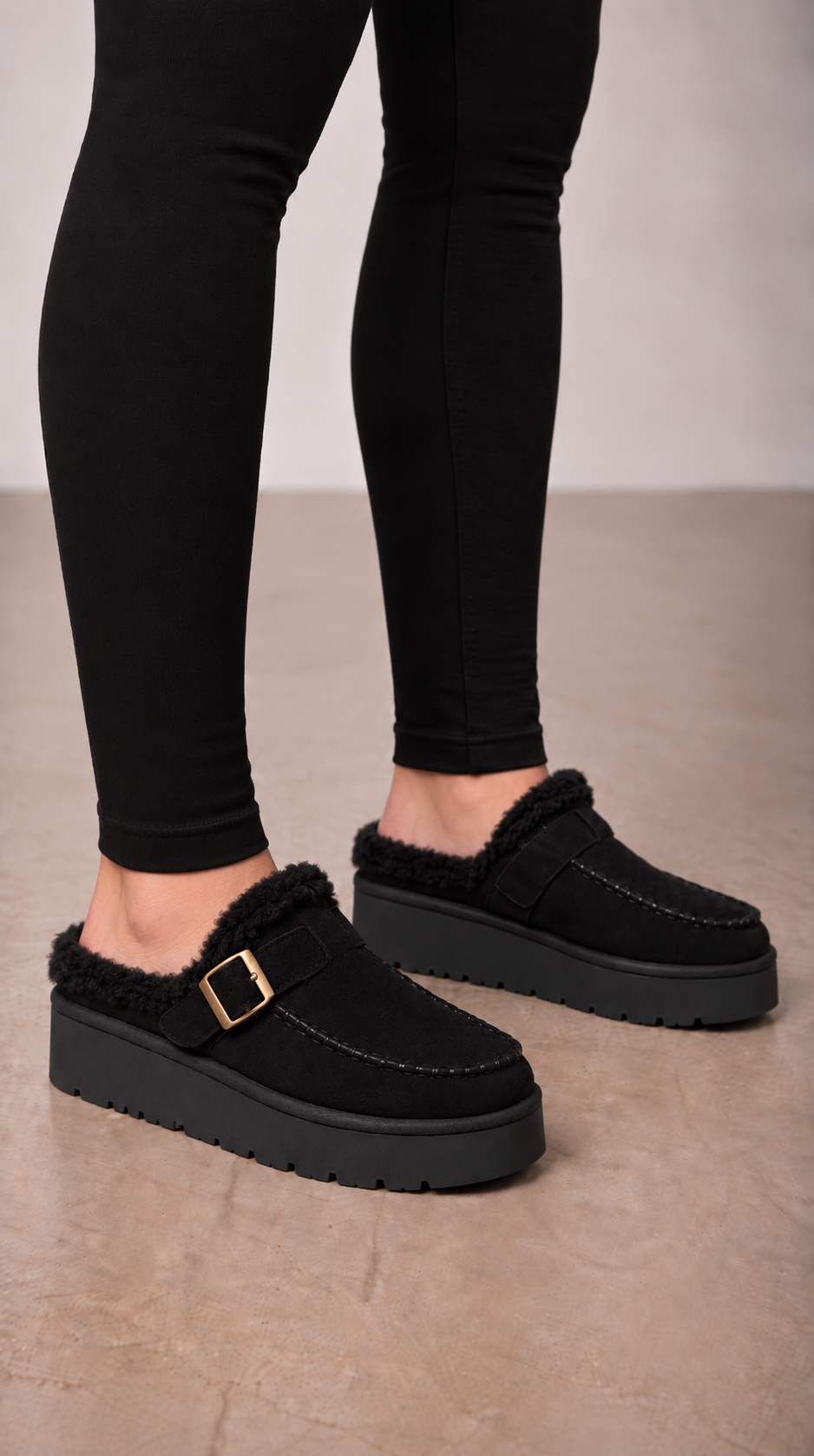 Penelope Faux Fur Lined Platform Clogs