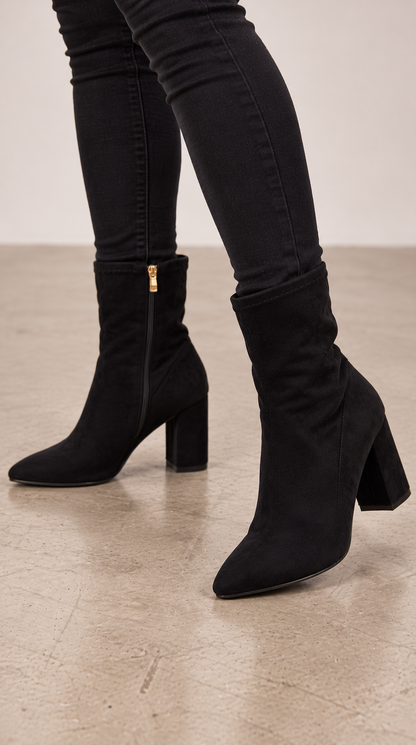 Rochella Faux Suede Heeled Boots