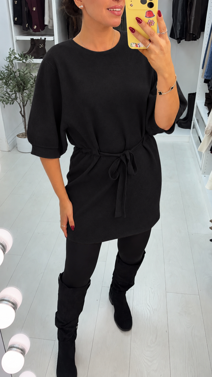 Abbie Plain Drawstring Waist Jumper Dress