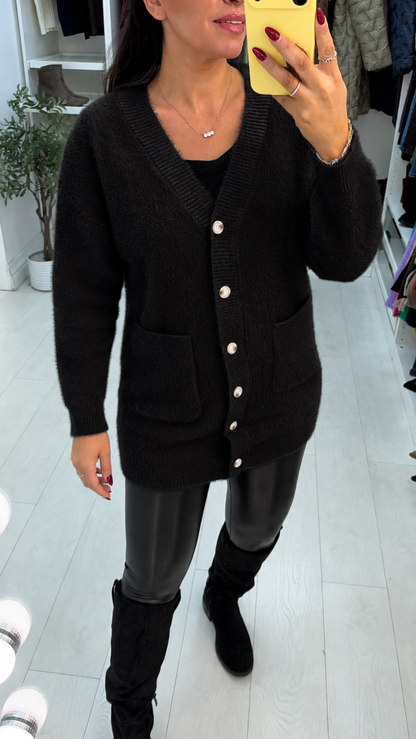 Nisana Plain Super Soft Fluffy Longline Cardigan