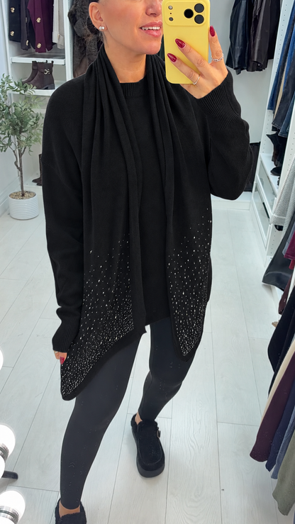 Francis Plain Diamante Embellished Scarf Jumper