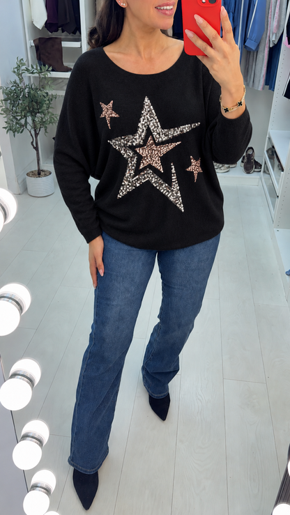 Nala Sequin Star Embellished Jumper