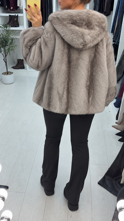 Nixon Faux Fur Embellished Closure Hooded Jacket