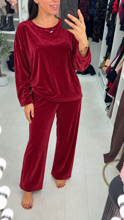 Alesia Plain Loose Fit Velour Loungewear Set