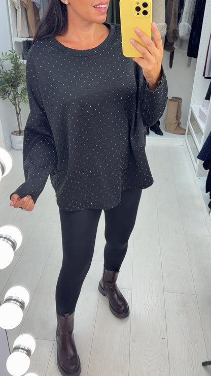 Zulema Diamante Detailed Loose Fit Sweatshirt