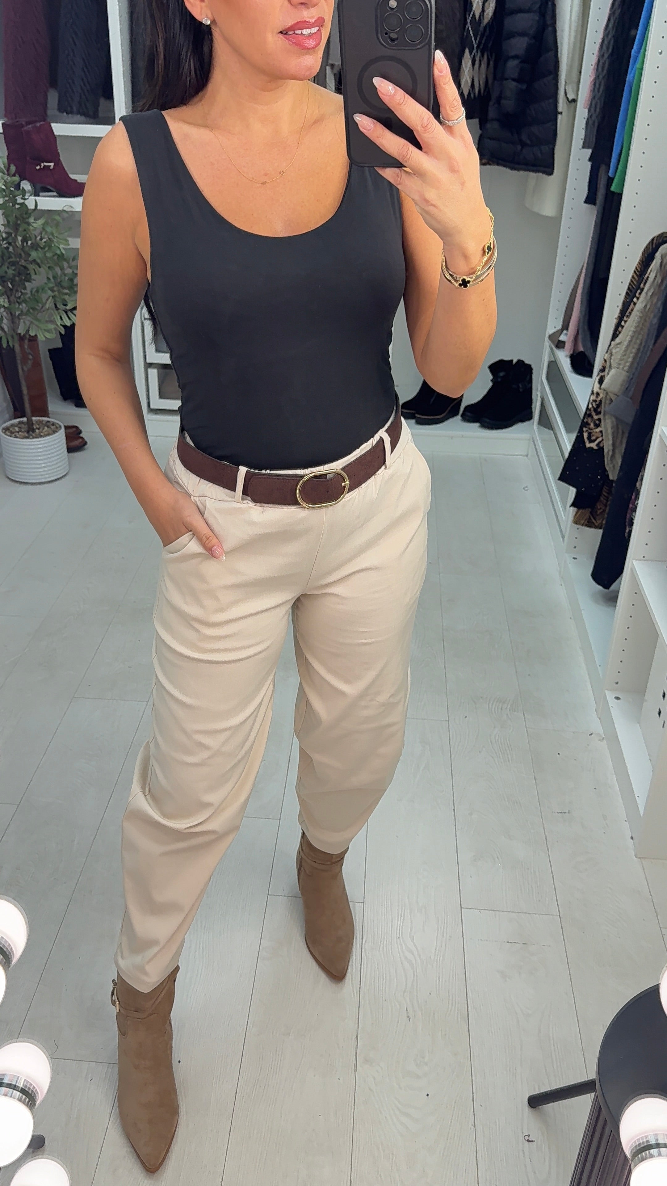 Porcha Plain Barrel Leg Trousers