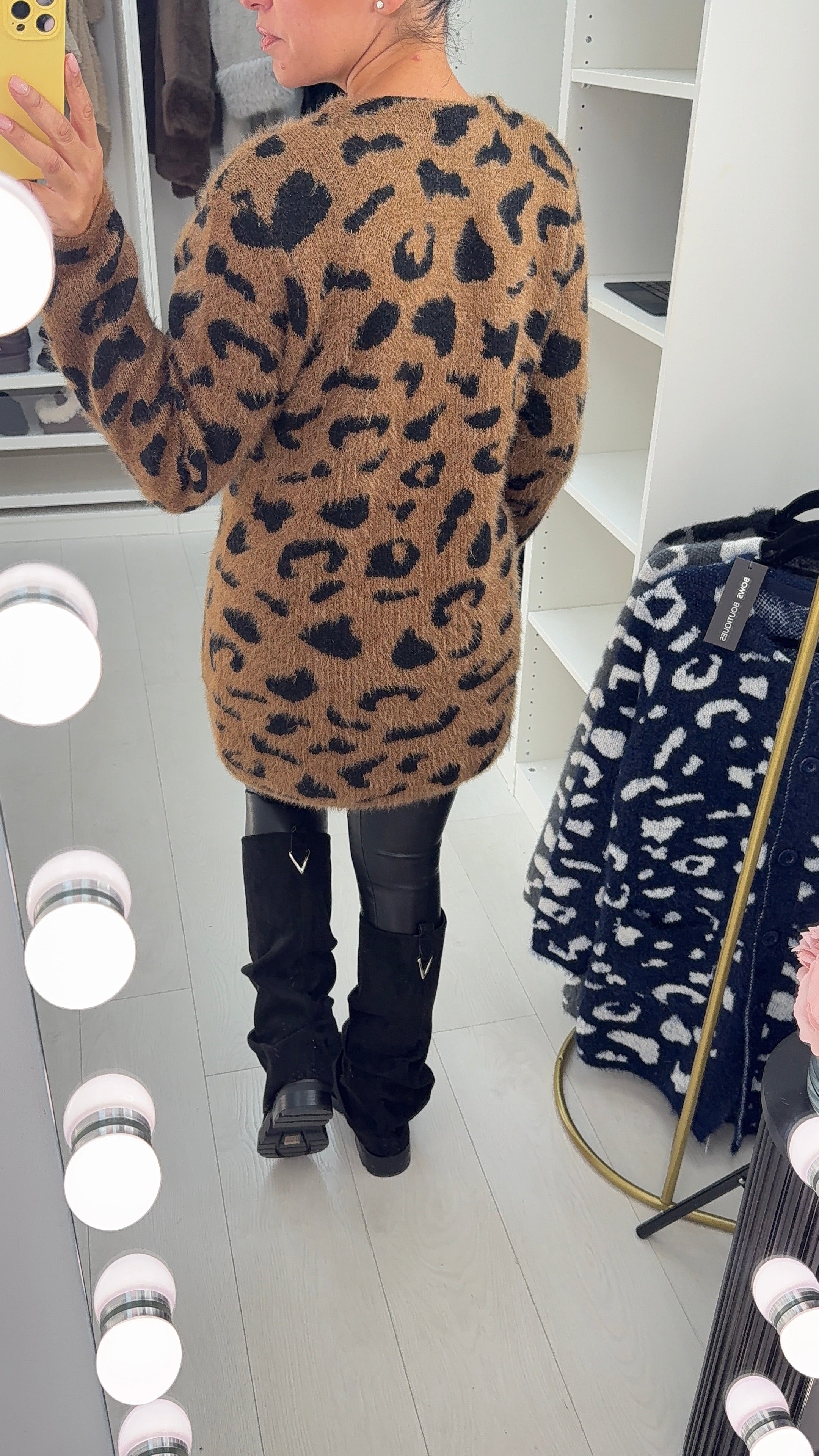 Calisto Leopard Fluffy Longline Cardigan