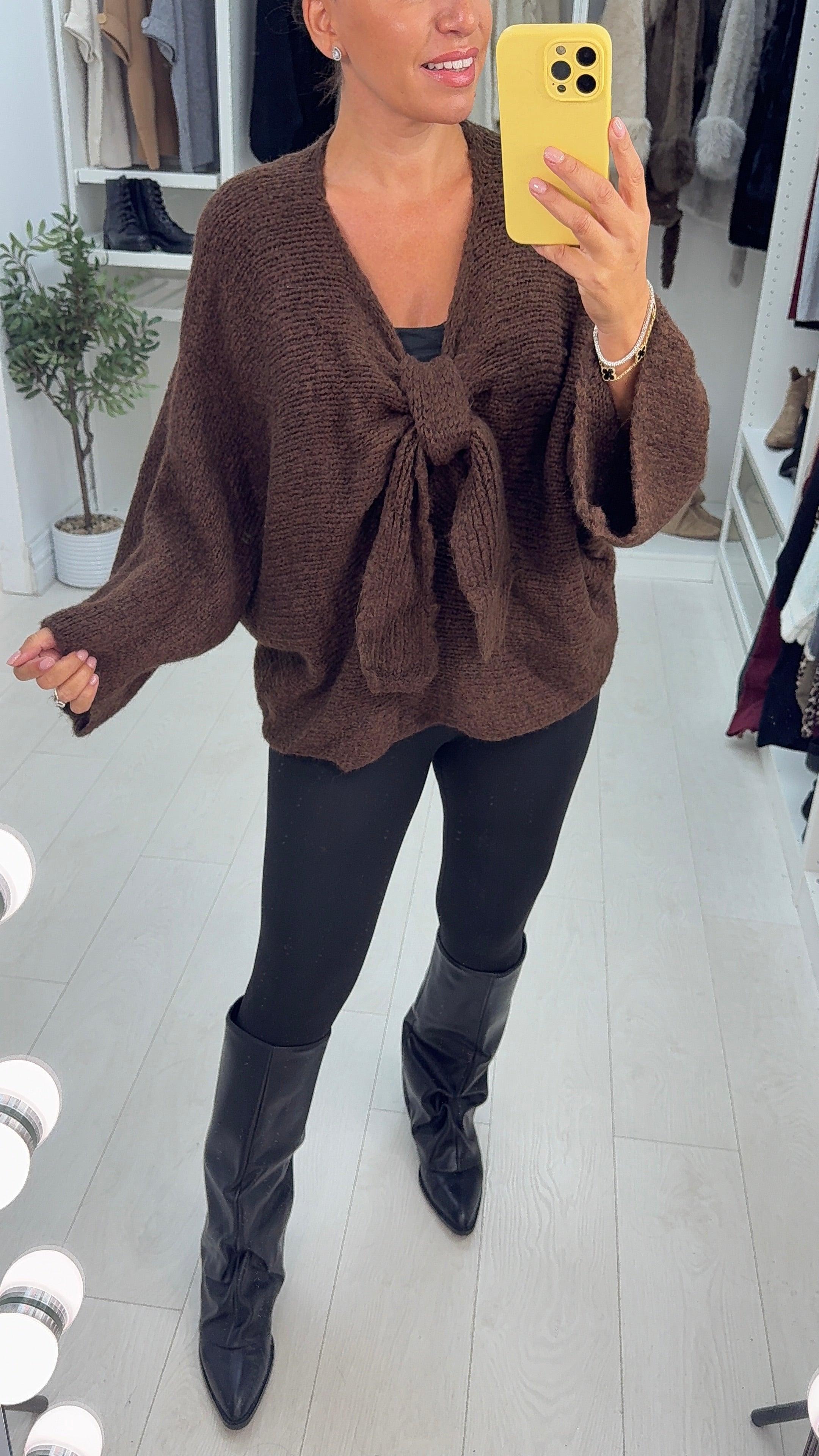 Loraine Tie Front Detail Loose Fit Knit Jumper