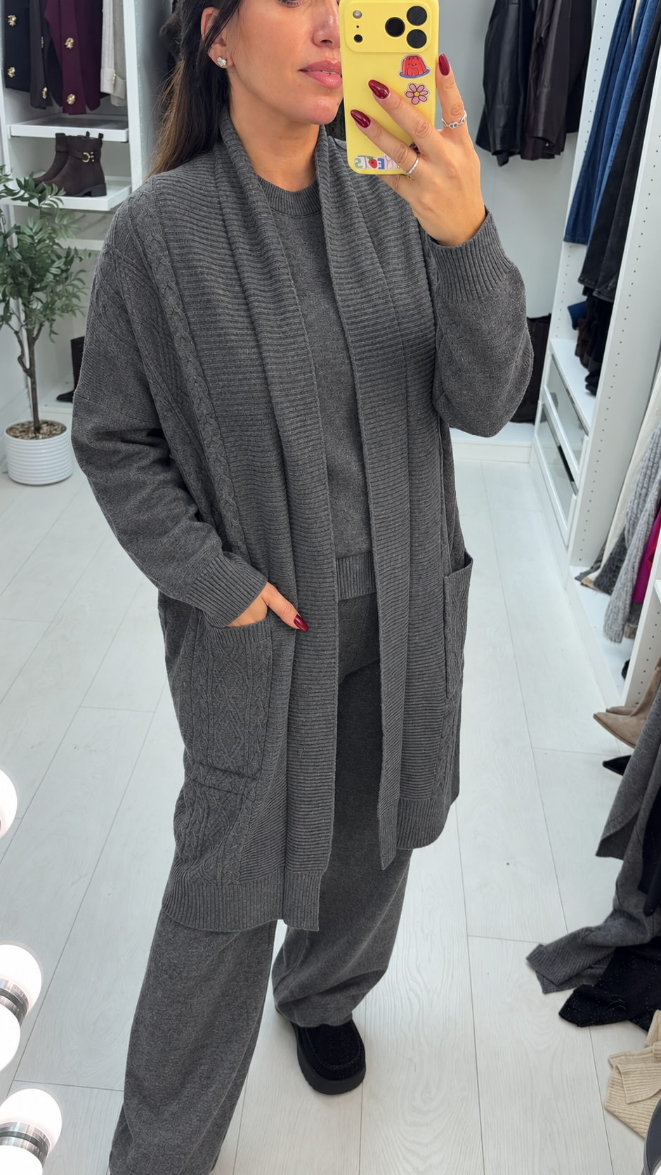 Jenesis Plain Cable Knit 3 Piece Loungewear Set