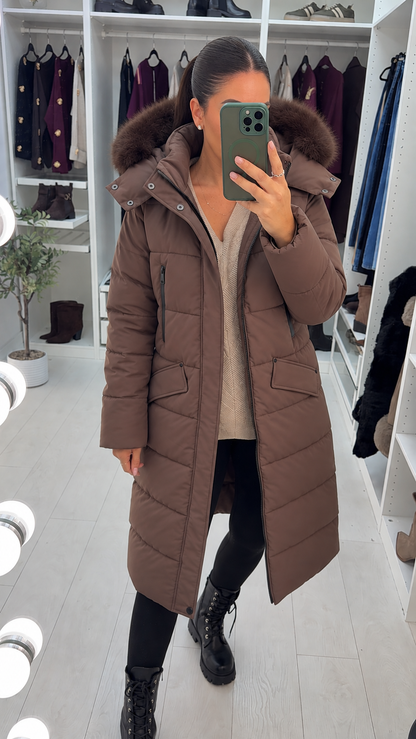 Klarissa Padded Faux Fur Hooded Coat