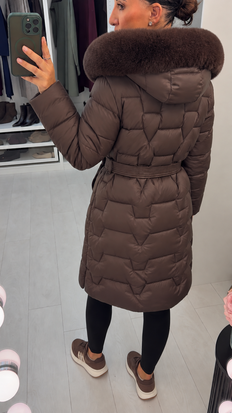 Mariah Faux Fur Hooded & Belted Padded Coat