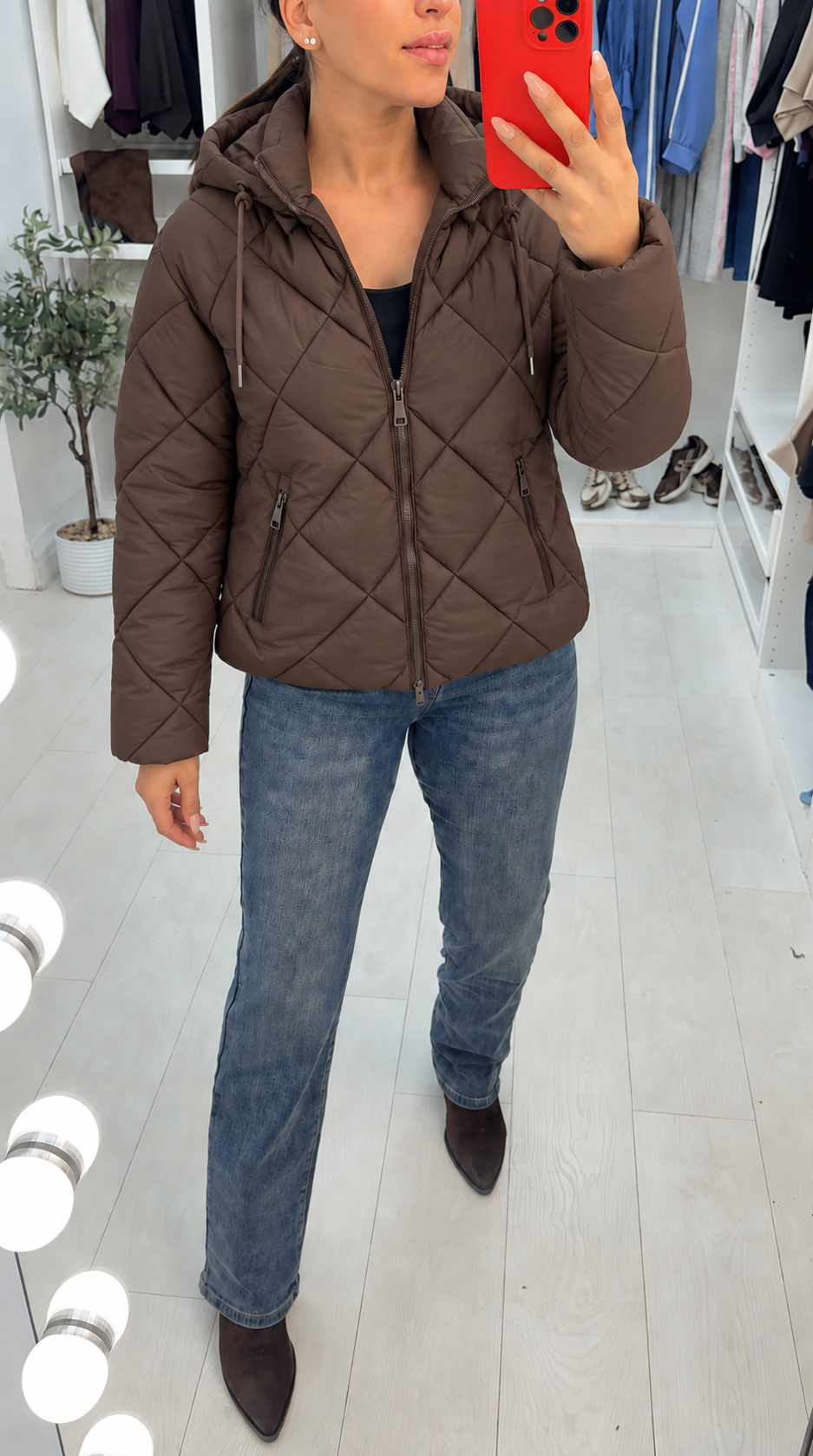 Zaya Diamond Stitch Quilted Hooded Jacket