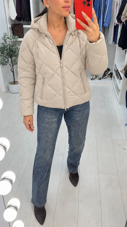 Zaya Diamond Stitch Quilted Hooded Jacket