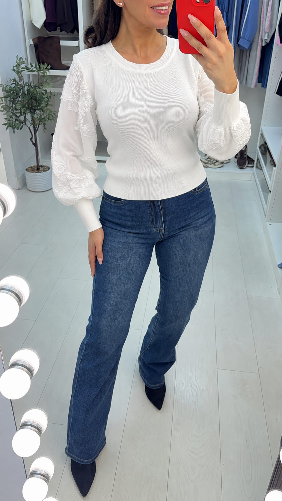 Seraphine Floral Mesh Sleeve Detailed Jumper