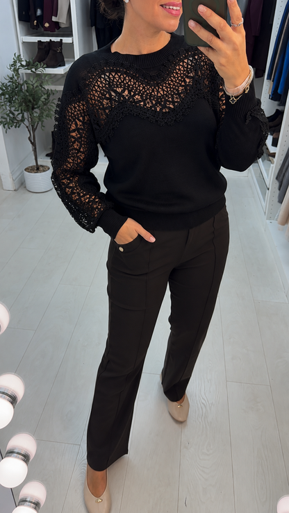Rosabelle Crochet Detail Soft Knit Jumper
