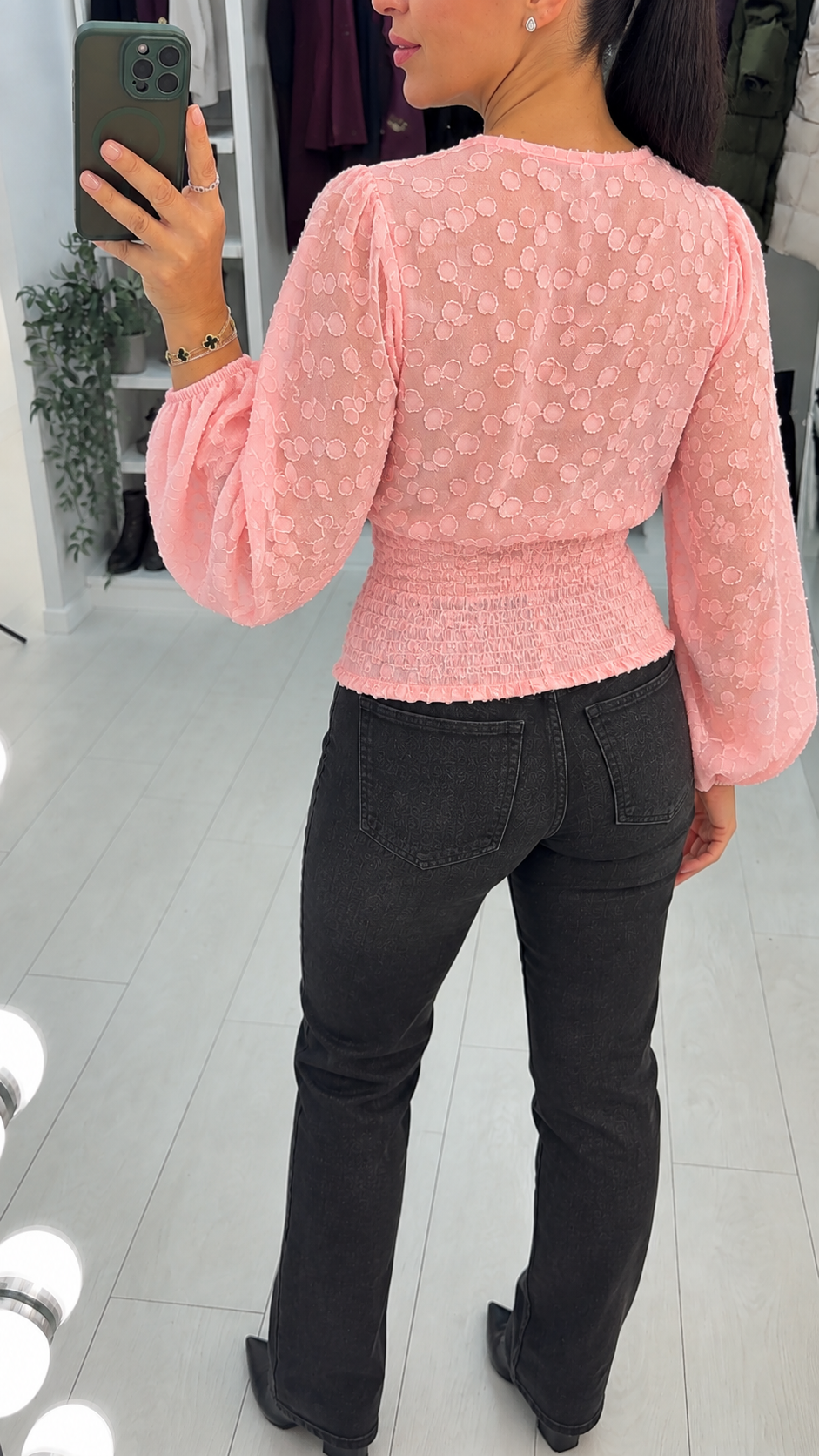Renesme Textured Deep V Neck Blouse