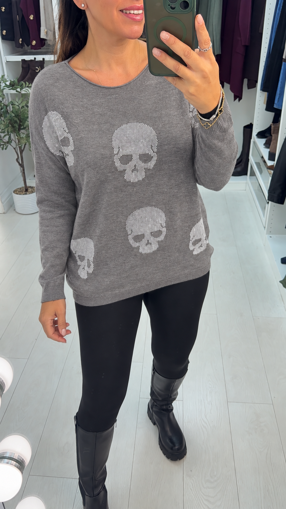 Natalie Skull Embellished Loose Fit Jumper