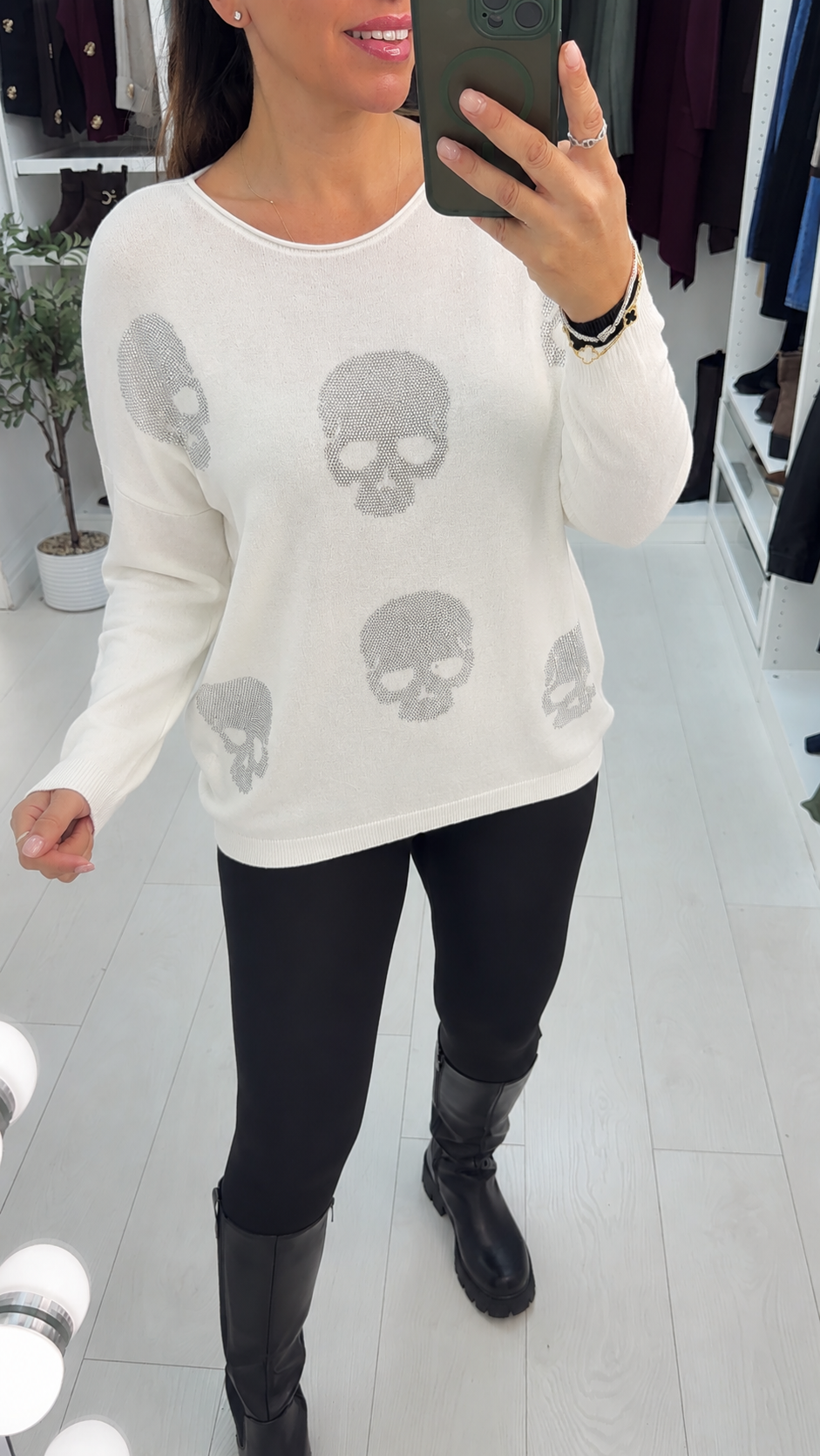 Natalie Skull Embellished Loose Fit Jumper