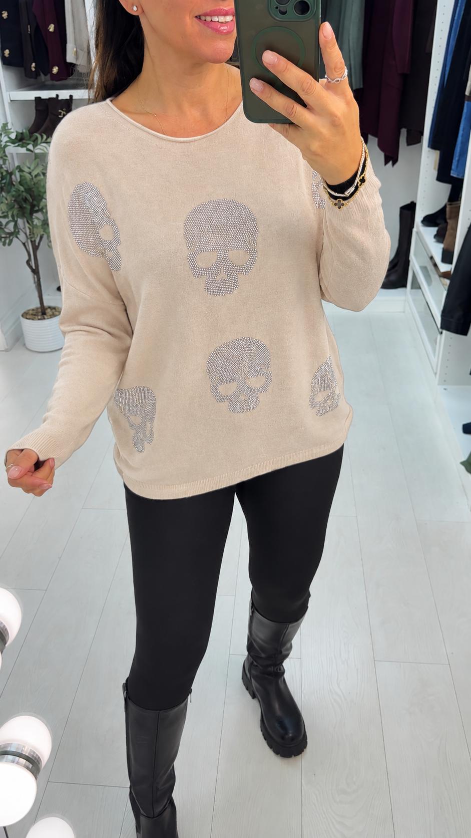 Natalie Skull Embellished Loose Fit Jumper