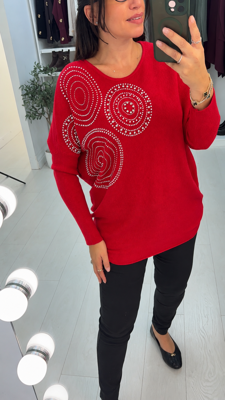 Hariette  Diamante Detail Longline Knit Jumper