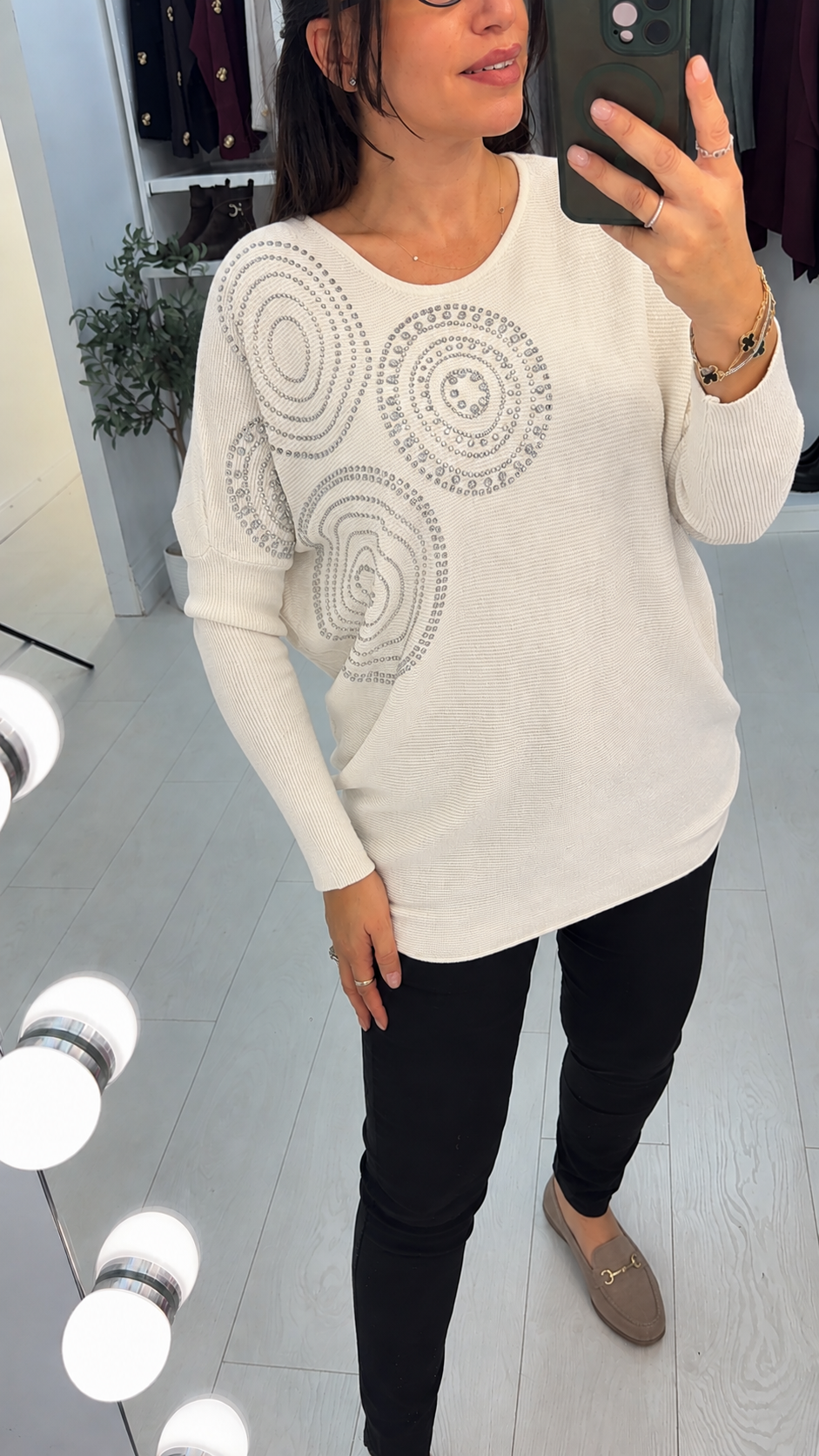Hariette  Diamante Detail Longline Knit Jumper
